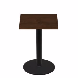 36" x 36" Woodland Dark Walnut Stain Quick Ship Table + Black Bar Height 30" Disc Base