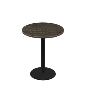 36" Round Thermoform Dark Walnut Quick Ship Table + Black Counter Height 22" Disc Base