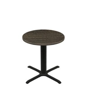 36" Round Thermoform Dark Walnut Quick Ship Table + Black Standard Height 30" x 30" Cross Base