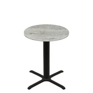 36" Round Thermoform Gray Barn Board Quick Ship Table + Black Counter Height 30" x 30" Cross Base