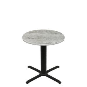36" Round Thermoform Gray Barn Board Quick Ship Table + Black Standard Height 30" x 30" Cross Base