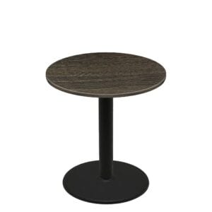 42" Round Thermoform Dark Walnut Quick Ship Table + Black Counter Height 30" Disc Base