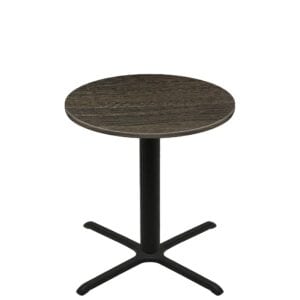 42" Round Thermoform Dark Walnut Quick Ship Table + Black Counter Height 36" x 36" Cross Base