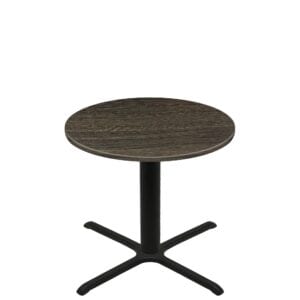 42" Round Thermoform Dark Walnut Quick Ship Table + Black Standard Height 36" x 36" Cross Base