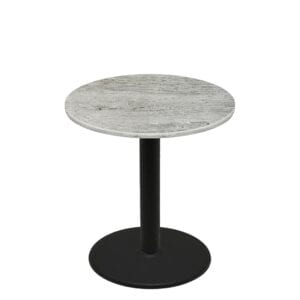 42" Round Thermoform Gray Barn Board Quick Ship Table + Black Counter Height 30" Disc Base