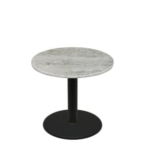 42" Round Thermoform Gray Barn Board Quick Ship Table + Black Standard Height 30" Disc Base