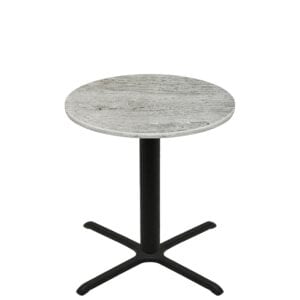 42" Round Thermoform Gray Barn Board Quick Ship Table + Black Counter Height 36" x 36" Cross Base