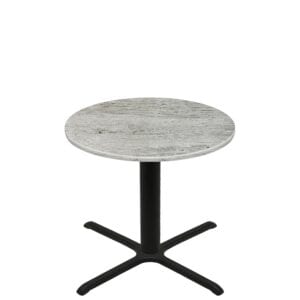42" Round Thermoform Gray Barn Board Quick Ship Table + Black Standard Height 36" x 36" Cross Base