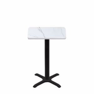 24" x 30" Thermoform Calcutta Marble Quick Ship Table + Black Counter Height 22" x 22" Cross Base