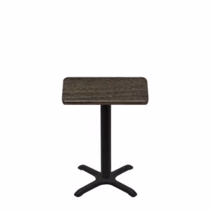 24" x 30" Thermoform Dark Walnut Quick Ship Table + Black Standard Height 22" x 22" Cross Base