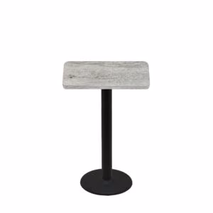 24" x 30" Thermoform Gray Barn Board Quick Ship Table + Black Counter Height 18" Disc Base