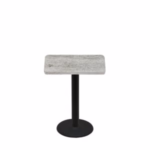 24" x 30" Thermoform Gray Barn Board Quick Ship Table + Black Standard Height 18" Disc Base