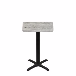 24" x 30" Thermoform Gray Barn Board Quick Ship Table + Black Counter Height 22" x 22" Cross Base