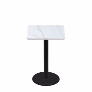 30" x 30" Thermoform Calcutta Marble Quick Ship Table + Black Counter Height 22" Disc Base