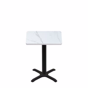 30" x 30" Thermoform Calcutta Marble Quick Ship Table + Black Standard Height 22" x 22" Cross Base
