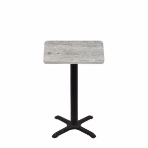 30" x 30" Thermoform Gray Barn Board Quick Ship Table + Black Counter Height 22" x 22" Cross Base