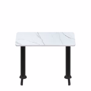 30" x 48" Thermoform Calcutta Marble Quick Ship Table + (2) Black ADA 22" T Bases