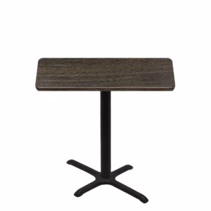 30" x 48" Thermoform Dark Walnut Quick Ship Table + Black Counter Height 22" x 30" Cross Base