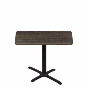 30" x 48" Thermoform Dark Walnut Quick Ship Table + Black Standard Height 22" x 30" Cross Base
