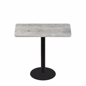 30" x 48" Thermoform Gray Barn Board Quick Ship Table + Black Counter Height 22" Disc Base