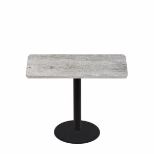 30" x 48" Thermoform Gray Barn Board Quick Ship Table + Black Standard Height 22" Disc Base