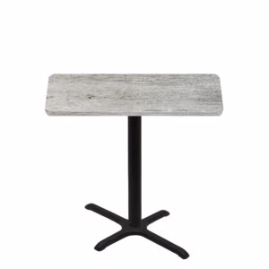 30" x 48" Thermoform Gray Barn Board Quick Ship Table + Black Counter Height 22" x 30" Cross Base