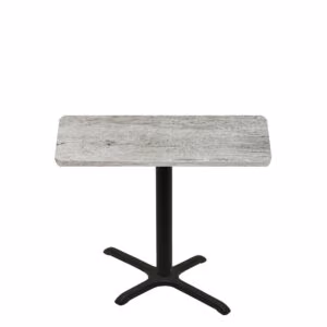 30" x 48" Thermoform Gray Barn Board Quick Ship Table + Black Standard Height 22" x 30" Cross Base