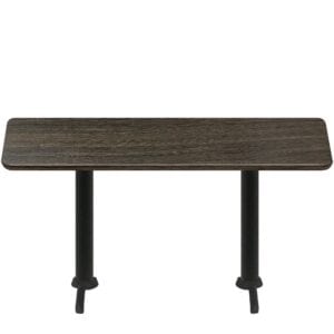 30" x 72" Thermoform Dark Walnut Quick Ship Table + (2) Black Standard Height 22" T Bases