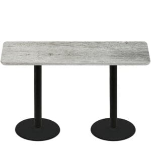 30" x 72" Thermoform Gray Barn Board Quick Ship Table + (2) Black Counter Height 22" Disc Bases