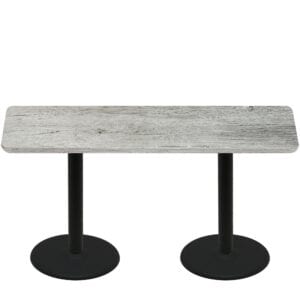30" x 72" Thermoform Gray Barn Board Quick Ship Table + (2) Black Standard Height 22" Disc Bases