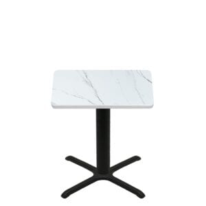 36" x 36" Thermoform Calcutta Marble Quick Ship Table + Black Standard Height 30" x 30" Cross Base