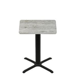36" x 36" Thermoform Gray Barn Board Quick Ship Table + Black Counter Height 30" x 30" Cross Base
