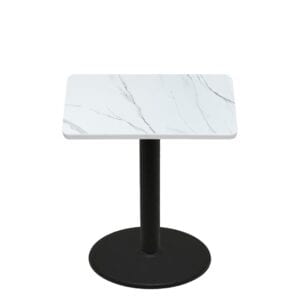 42" x 42" Thermoform Calcutta Marble Quick Ship Table + Black Counter Height 30" Disc Base