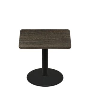 42" x 42" Thermoform Dark Walnut Quick Ship Table + Black Standard Height 30" Disc Base