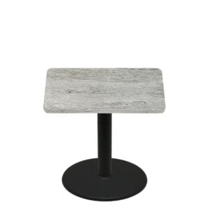 42" x 42" Thermoform Gray Barn Board Quick Ship Table + Black Standard Height 30" Disc Base