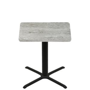 42" x 42" Thermoform Gray Barn Board Quick Ship Table + Black Counter Height 36" x 36" Cross Base