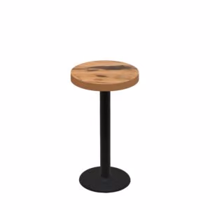 24" Round Urban Natural Heartwood Quick Ship Table + Black Counter Height 18" Disc Base