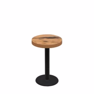 24" Round Urban Natural Heartwood Quick Ship Table + Black Standard Height 18" Disc Base