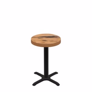 24" Round Urban Natural Heartwood Quick Ship Table + Black Standard Height 22" x 22" Cross Base