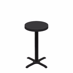 24" Round Urban Onyx Quick Ship Table + Black Counter Height 22" x 22" Cross Base