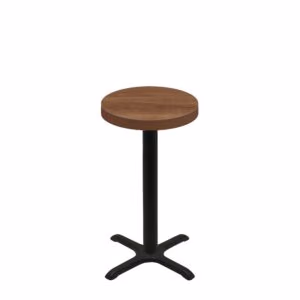 24" Round Urban Toasted Birch Quick Ship Table + Black Counter Height 22" x 22" Cross Base
