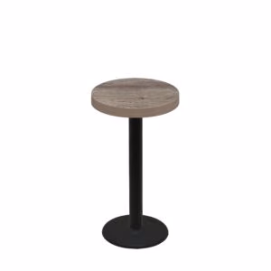 24" Round Urban Weathered Barnwood Quick Ship Table + Black Counter Height 18" Disc Base