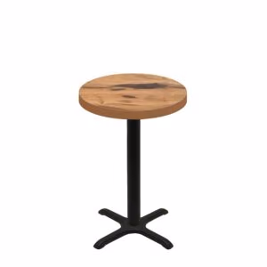 30" Round Urban Natural Heartwood Quick Ship Table + Black Counter Height 22" x 22" Cross Base