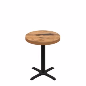 30" Round Urban Natural Heartwood Quick Ship Table + Black Standard Height 22" x 22" Cross Base