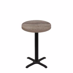 30" Round Urban Weathered Barnwood Quick Ship Table + Black Counter Height 22" x 22" Cross Base