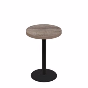 30" Round Urban Weathered Barnwood Quick Ship Table + Black Counter Height 22" Disc Base
