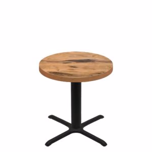 36" Round Urban Natural Heartwood Quick Ship Table + Black Standard Height 30" x 30" Cross Base