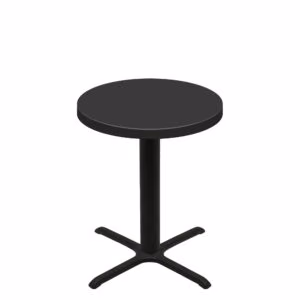 36" Round Urban Onyx Quick Ship Table + Black Counter Height 30" x 30" Cross Base