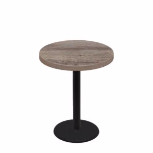 36" Round Urban Weathered Barnwood Quick Ship Table + Black Counter Height 22" Disc Base