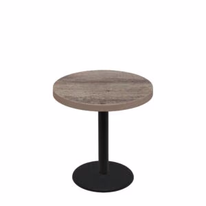 36" Round Urban Weathered Barnwood Quick Ship Table + Black Standard Height 22" Disc Base